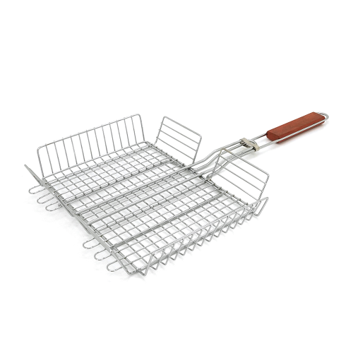 Решітка-гриль, 33x26.5x58 cm, метал, високий бортик, дерев&apos;яна ручка