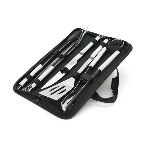 Набір з 6 предметів для барбекю, щипці, вилка, лопатка, шпажки, ніж, пензлик, Bag