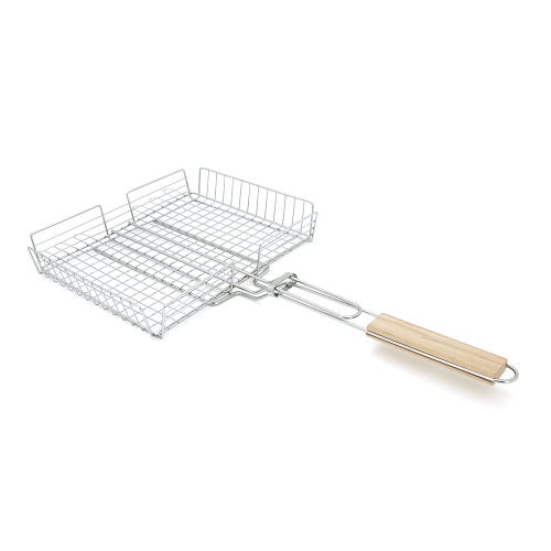 Решiтка-гриль з високим бортом, 31х25х5cm, нержавіюча сталь, дерев&apos;яна ручка