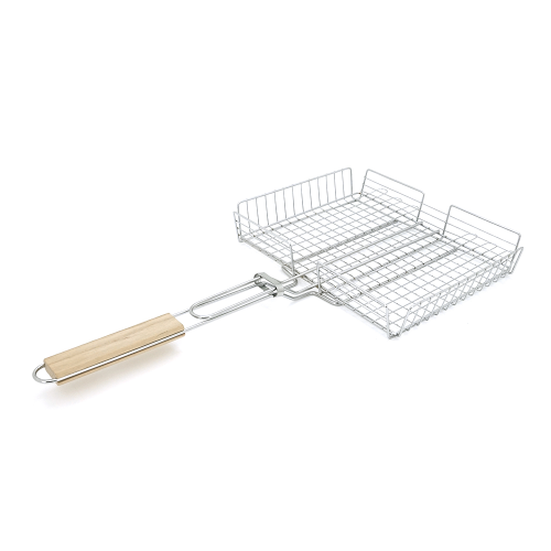 Решiтка-гриль з високим бортом, 31х25х5cm, нержавіюча сталь, дерев&apos;яна ручка