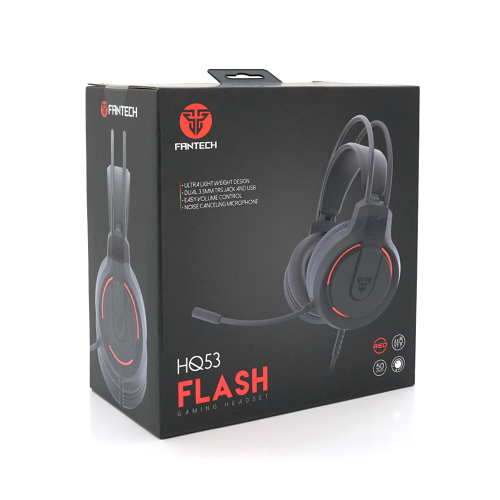Ігрові навушники з мікрофоном Fantech HQ53 FLASH, 7.1-Channel, USB, Black, Color Box