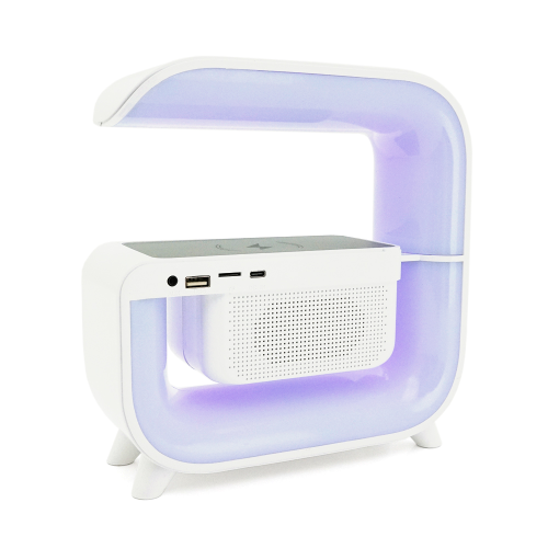 Настільна лампа-нічник G3, Bluetooth колонка, блопроводна зарядка телефону, світло RGB, Box