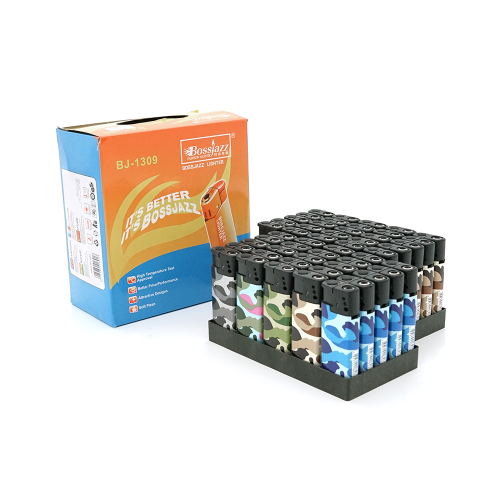 Запальничка турбо BOSSJAZZ BJ-1309+ліхтарик, упаковка 50шт, ціна за упаковку, Black