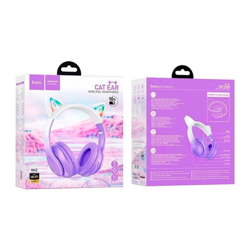 Бездротові навушники Bluetooth HOCO W42, White / Purple, Box
