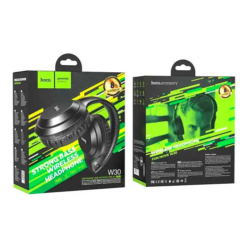 Бездротові навушники Bluetooth HOCO W30, Black, Box