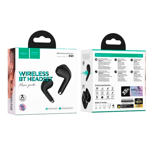 Навушники Bluetooth HOCO EQ1, Black, Кейс