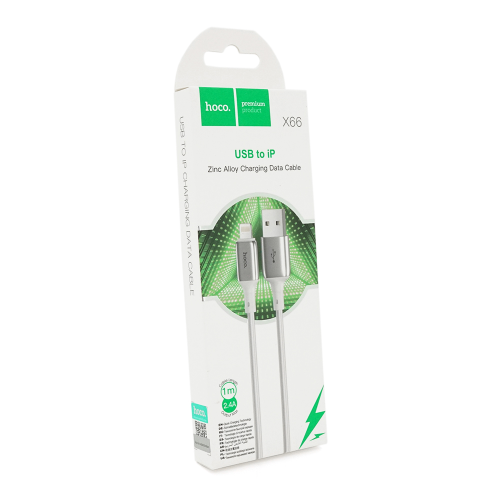 Кабель Hoco X66, iPhone-USB, 2.4A, White, довжина 1м, BOX