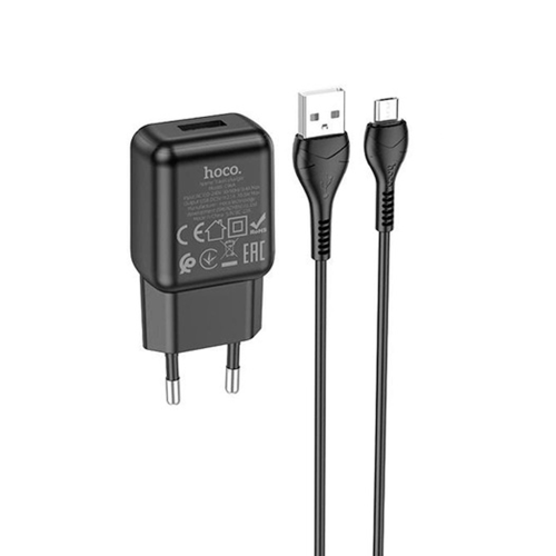 Набір СЗУ 110-240V HOCO C96A+ кабель Micro, 1xUSB, 2.1A, кабель 1м, Black, Blister