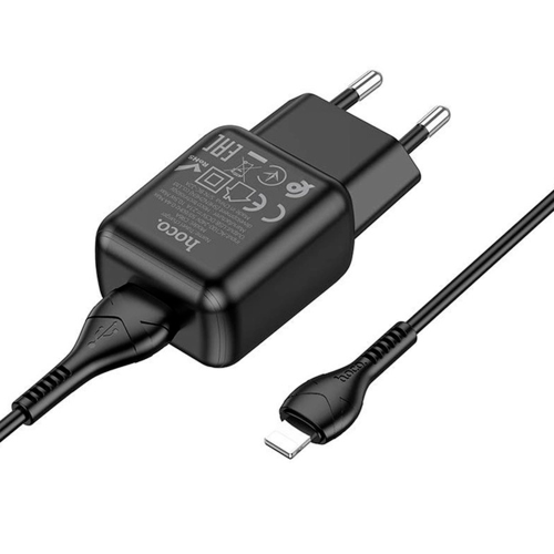 Набір СЗУ 110-240V HOCO C96A+ кабель Lighting, 1xUSB, 2.1A, кабель 1м, Black, Blister