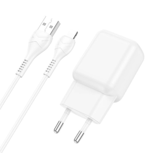 Набір СЗУ 110-240V HOCO C96A+ кабель Lighting, 1xUSB, 2.1A, кабель 1м, White, Blister