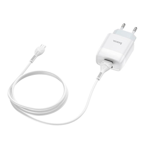 Набір СЗУ 110-240V HOCO C73A+ кабель Micro, 2xUSB, 2.4A, кабель 1м, White, Blister