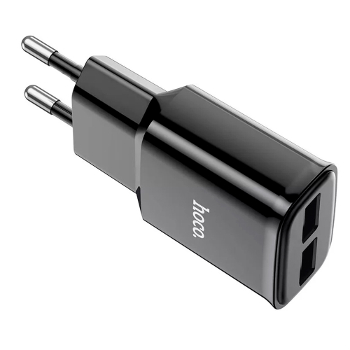Набір СЗУ 110-240V HOCO C88A+ кабель Lighting, 2xUSB, 2.4A, кабель 1м, Black, Box