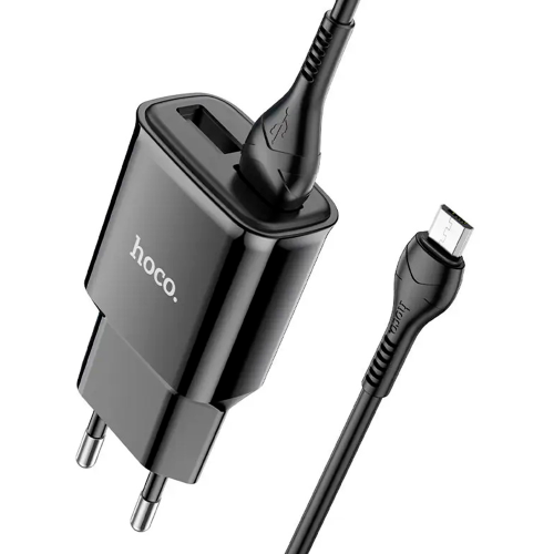 Набір СЗУ 110-240V HOCO C88A+ кабель Micro, 2xUSB, 2.4A, кабель 1м, Black, Box