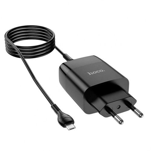 Набір СЗУ 110-240V HOCO C86A + кабель Micro, 2xUSB, 2.4A, кабель 1м, Black, Box