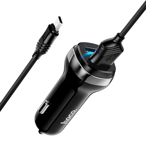 Набір АЗУ 12-24V HOCO Z40 кабель Micro, 2xUSB, 2.4A, кабель 1м, Black, Box