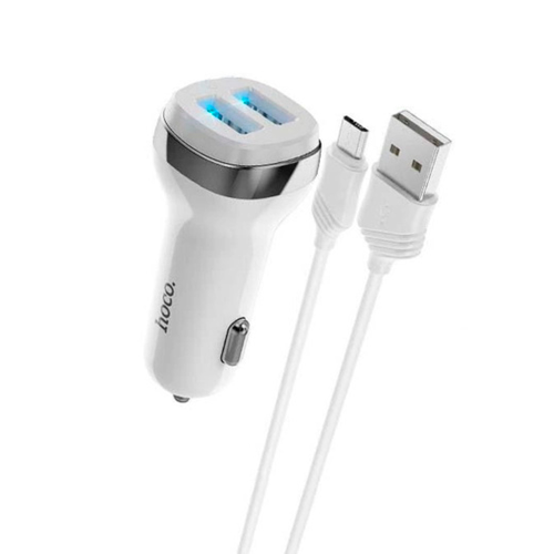 Набір АЗУ 12-24V HOCO Z40 кабель Micro, 2xUSB, 2.4A, кабель 1м, White, Box