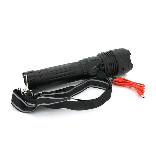 Ліхтар пошуковий PLD-S011-TG+COB, 5 режимів, power bank 6000mAh(3(2*18650)), IP65, живлення від USB кабелю, 300х170х90мм,1,35кг, Ремінець, Black, BOX