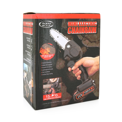 Акумуляторна ланцюгова пилка Mini Chain Saw 15cm, 24V, зарядне + 2 аккумулятори, Вох