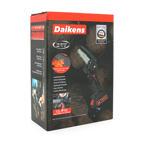 Акумуляторна ланцюгова пилка Mini Chain Saw 15cm, 24V, зарядний+акумулятор, Вох