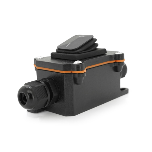 Вимикач зовнішнього монтажу, чорна кнопка, двосторонній висновок, IP65, AC: 110-250V, 20A, Black