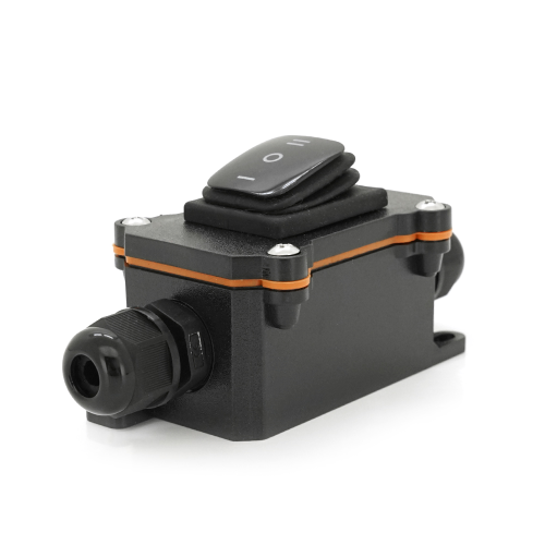 Перемикач зовнішнього монтажу, трипозиційний, чорна кнопка, двосторонній висновок, IP65, AC: 110-250V, 20A, Black