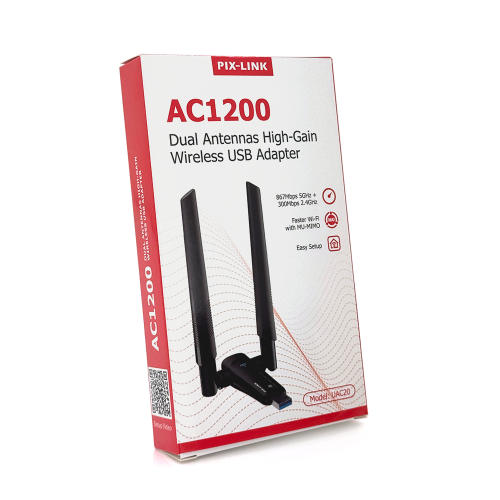 Бездротовий мережний адаптер Wi-Fi-USB LV-UAC21, AC600, з подвійною антеною, 802.11 a / с, 600MB, Box