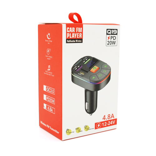 FM-модулятор Q19 з еквалайзером, 3.1A, USB, TF, 55.5х41.5х37.5