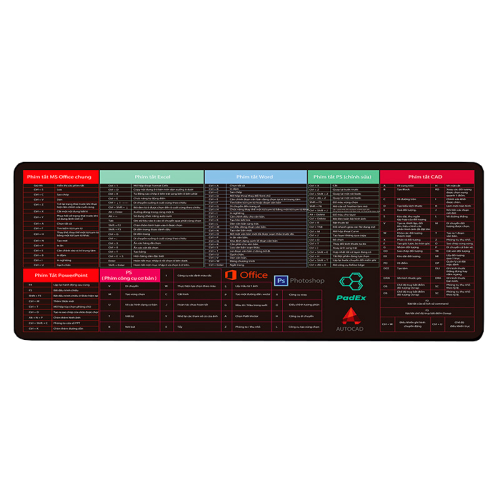 Килимок 300*700 тканинний Shortcut keys-1 з боковою прошивкою, товщина 2 мм, Black, Пакет