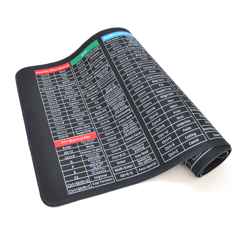 Килимок 300*700 тканинний English Shortcut keys-1 з боковою прошивкою, товщина 2 мм, Black, Пакет