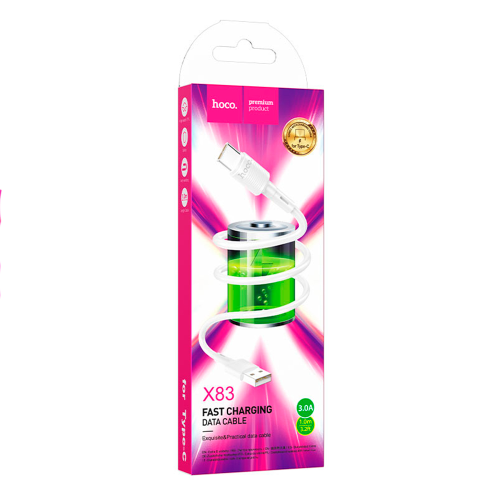 Кабель Hoco X83, Type-C-USB, 3A, White, довжина 1м, BOX