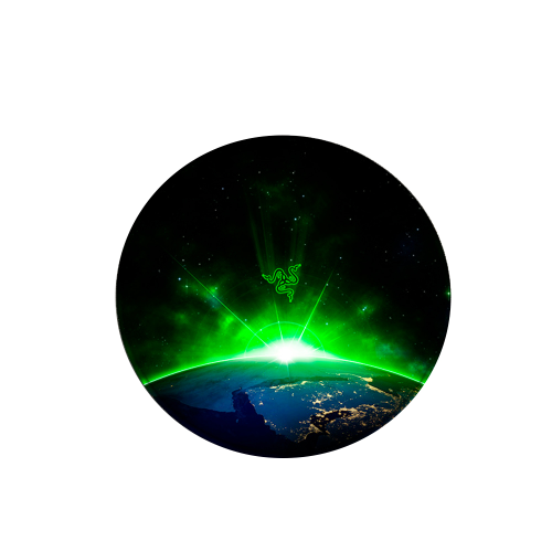Килимок 220*220 мм тканинний RAZER 15 з боковою прошивкою (круглий), товщина 3 мм, колір Black / Green, Пакет