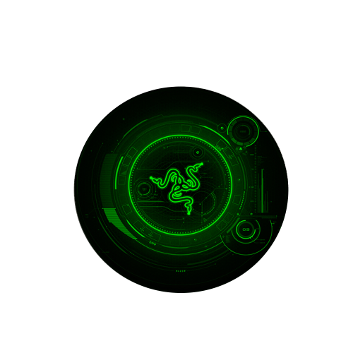 Килимок 220*220 мм тканинний RAZER 14 з боковою прошивкою (круглий), товщина 3 мм, колір Black / Green, Пакет