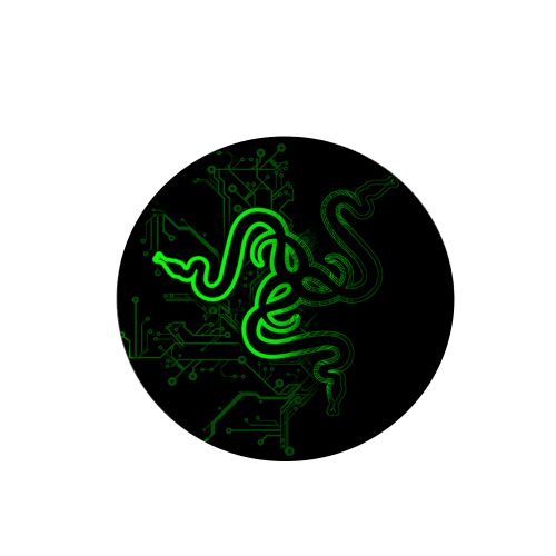 Килимок 220*220 мм тканинний RAZER 13 з боковою прошивкою (круглий), товщина 3 мм, колір Black / Green, Пакет