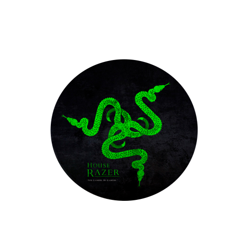 Килимок 220*220 мм тканинний RAZER 12 з боковою прошивкою (круглий), товщина 3 мм, колір Black / Green, Пакет