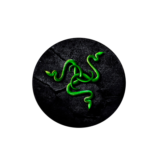 Килимок 220*220 мм тканинний RAZER 11 з боковою прошивкою (круглий), товщина 3 мм, колір Black / Green, Пакет
