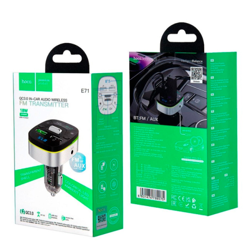 FM-модулятор HOCO E71, Black / Silver, Box