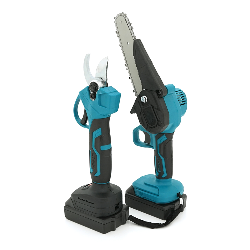 Набір акумуляторна пилка 15см+ акумуляторний секатор, 2 акумулятори+зарядка, Blue, Case