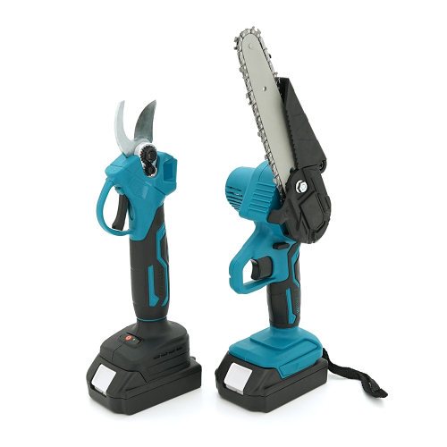 Набір акумуляторна пилка 15см+ акумуляторний секатор, 2 акумулятори+зарядка, Blue, Case