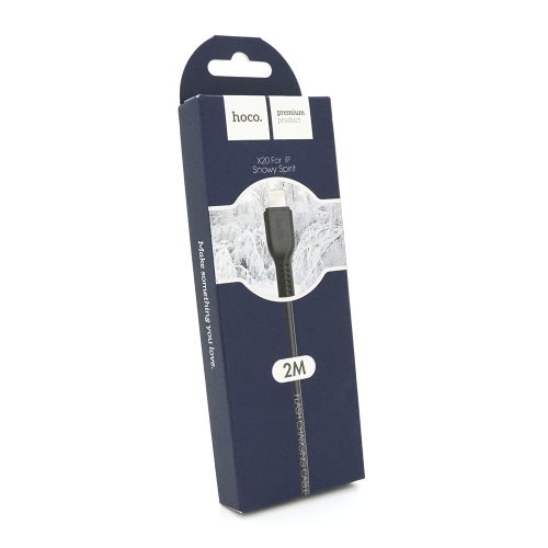 Кабель Hoco X20, Lightning-USB, 2A, Black, довжина 2м, BOX