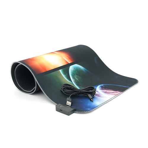Килимок 300*800 для миші &amp;quot;Planets&amp;quot; тканинний з боковою прошивкою, товщина 3 мм, RGB підсвічування, живлення USB 1,8 м, Color Box