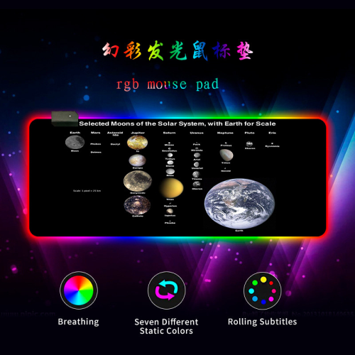 Килимок 300*800 для миші &amp;quot;Planets scales&amp;quot; тканинний з боковою прошивкою, товщина 3 мм, RGB підсвічування, живлення USB 1,8 м, Color Box