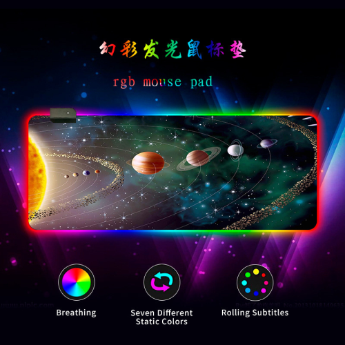 Килимок 300*800 для миші &amp;quot;Solar system in star dust&amp;quot; тканинний з боковою прошивкою, товщина 3 мм, RGB підсвічування, живлення USB 1,8 м, Color Box