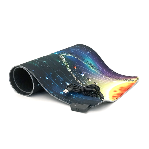 Килимок 300*800 для миші &amp;quot;Solar system in star dust&amp;quot; тканинний з боковою прошивкою, товщина 3 мм, RGB підсвічування, живлення USB 1,8 м, Color Box