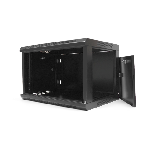 Шафа Merlion 6U, 600*350*367 (Ш*Г*В) мм загартоване скло, чорна, сталь 1,2мм, із замком (у розібраному вигляді!!!), Black
