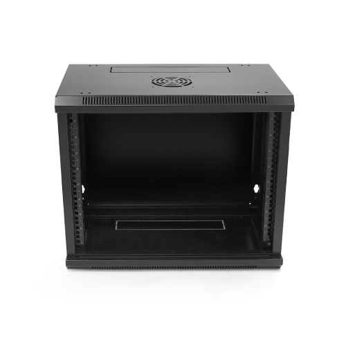 Шафа Merlion 9U, 600*350*500 (Ш*Г*В) мм загартоване скло, чорна, сталь 1,2мм, із замком (у розібраному вигляді!!!), Black