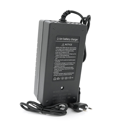 Зарядний пристрій для акумуляторів LiFePo4 36V (43.8V), 12S, 5A, штекер Triangle plug (T-tipe / C13 / IEC) з індикацією.