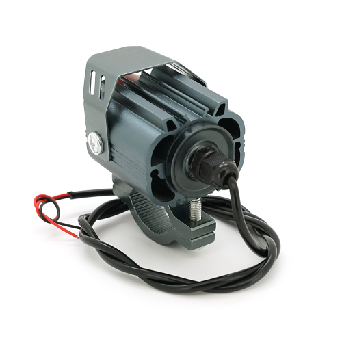 Світлодіодна фара для мотоцикла 35W, ближнє світло жовте + дальнє світло біле + стробоскоп, 12-85V, 3800Lm, IP67, 65x40x75mm