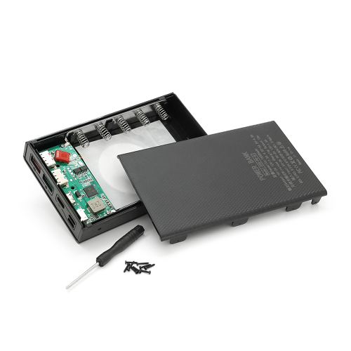 Power bank Voltronic CX5-PD-QI під 5х18650, Wireless charger, Digital display, Output: 22.5W, Micro-USB, Type-C, Lightning, ABS, PVC, Black, BOX