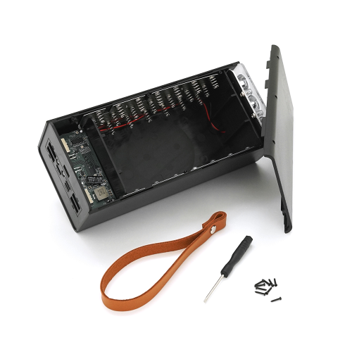 Power bank Voltronic D21-PD під 21х18650, Digital display, Output: 22.5W, Micro-USB, Type-C, Lightning, ABS, PVC, Black, BOX