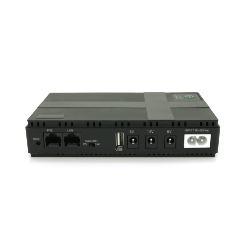 ДБЖ для роутерів / комутаторів DC1018P, 18W, Output: USB-5V, DC-5V / 9V / 12V, POE-15 / 24V, 1 / 2A, Li-ion 10400mAh, 160х105х32мм, 385 грам, 385 грам,